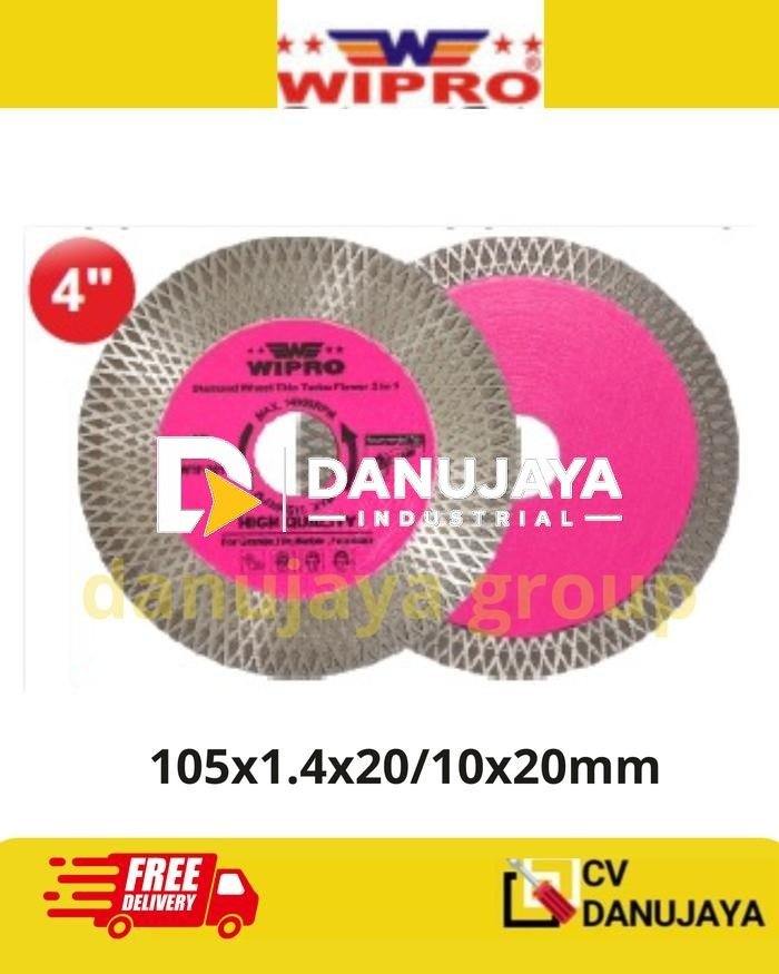 Mata Gerinda Potong Granit Keramik 4" WIPRO DWTF-201 Diamond Wheel 2in1 Thin Turbo Flower 105x1.4mm Wet & Dry