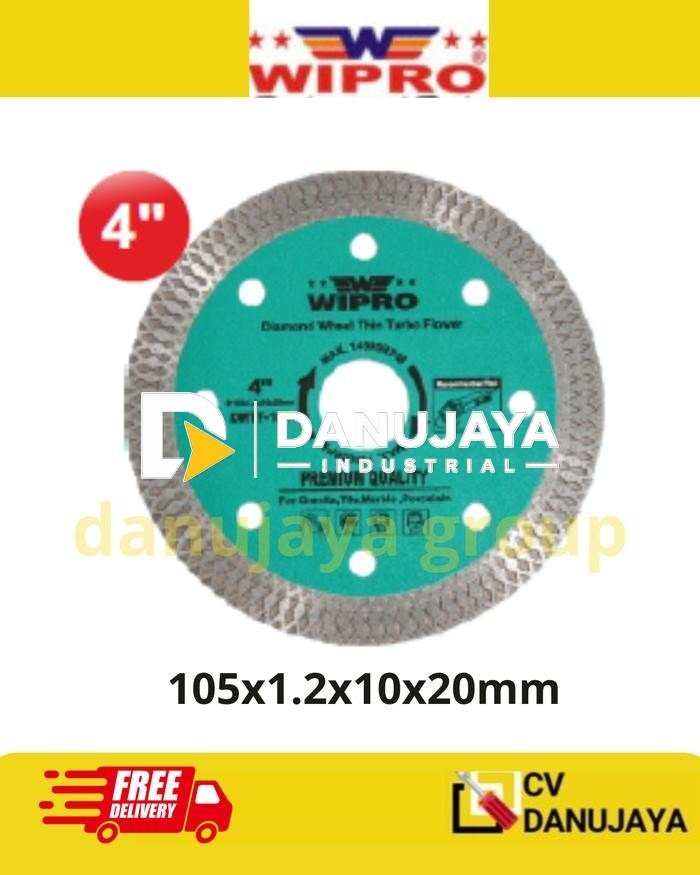 Mata Gerinda Potong Granit Keramik 4" DWTF-105 WIPRO Diamond Wheel Thin Turbo Flower 105mm Tipis