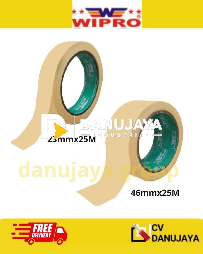 Isolasi lakban Kertas Masking Tape WIPRO 23mm x 25M / 46mm x 25M – Lakban Crepe Paper Rubber Based wipro
