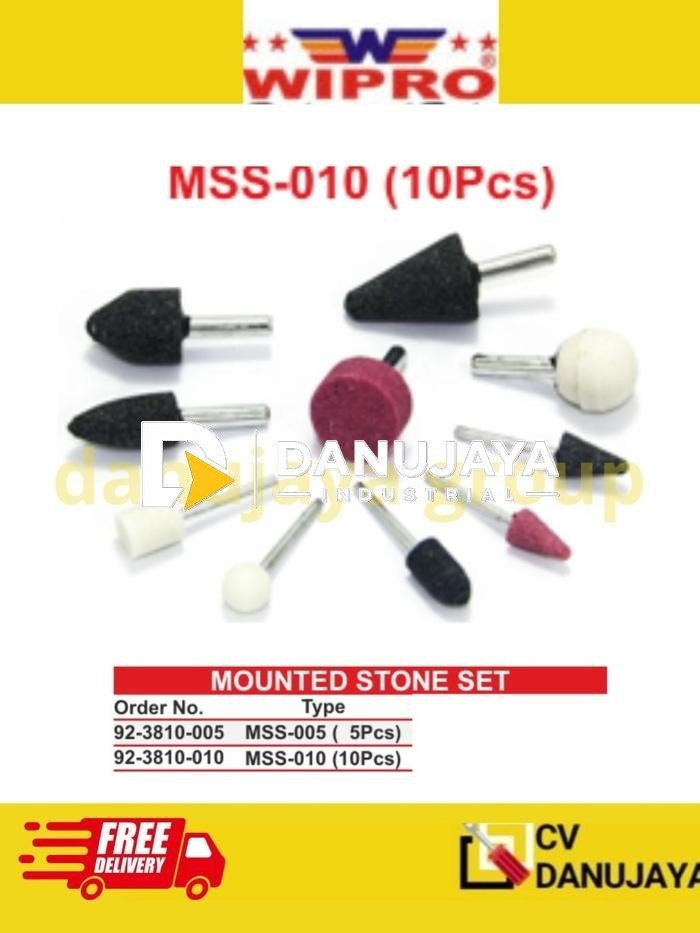 Mounted Stone Set 10pcs Allwin Batu Gerinda Grinda Gurinda Tangkai Satu Set Mounted Grinding MSS-010 Isi 10pcs