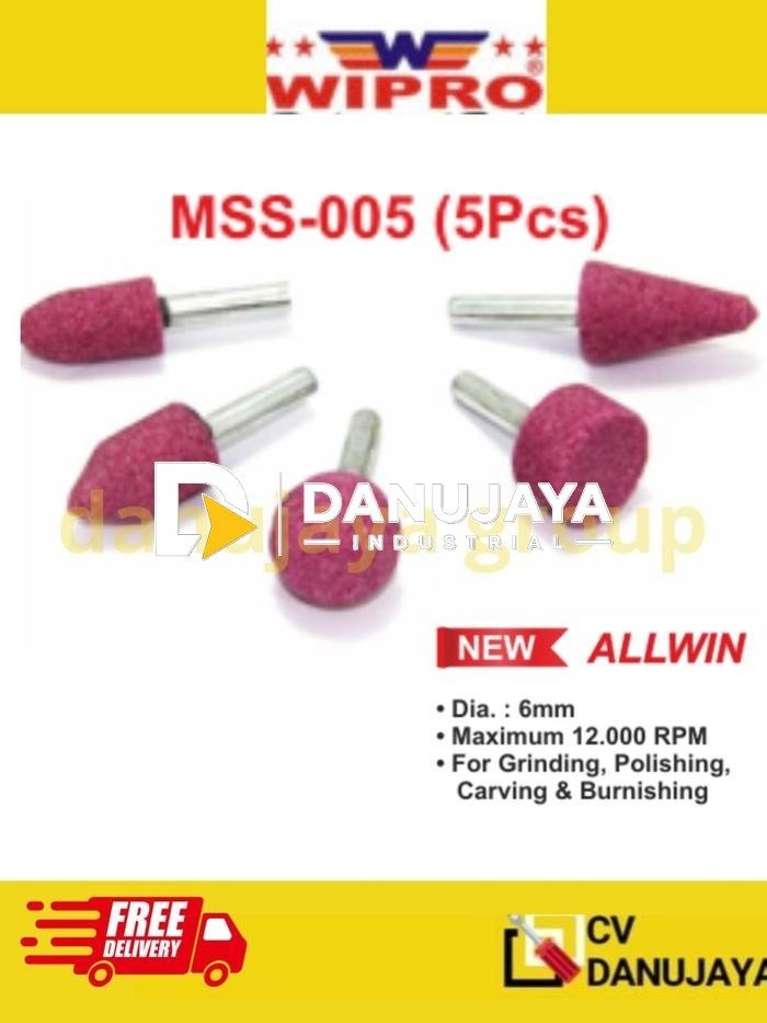 Mounted Stone Set 5pcs Allwin Batu Gerinda Grinda Gurinda Tangkai Satu Set Mounted Grinding MSS-005 Isi 5pcs