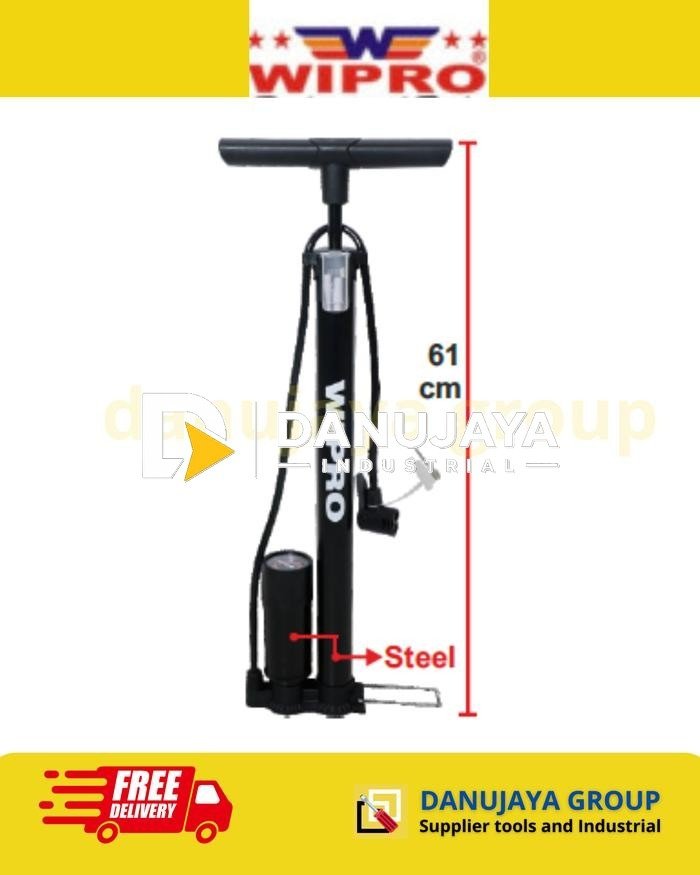 Pompa Sepeda Tabung Besi WIPRO WP3867 160 PSI dengan Meter Tekanan Pompa Ban Sepeda Motor High Pressure + Adaptor Bola  Pelampung