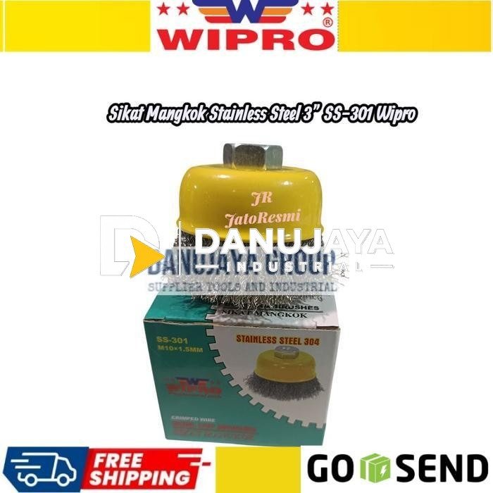 Sikat Mangkok Stainless Steel Wipro 3 Inch SS-301 Alat Gerinda Bor Poles Metal Kayu Batu Bengkel Industri