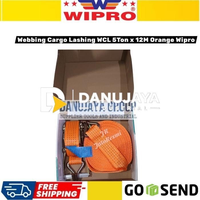 Webbing Cargo Lashing Wipro 5 Ton x 12M Orange Tali Kerek Pengikat Barang Angkut Truk Mobil Forklift Lashing Strap