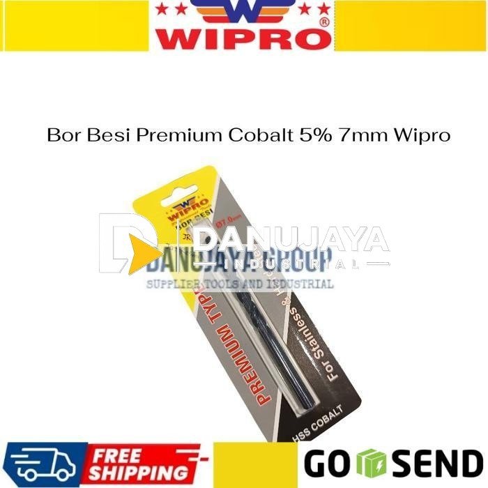 Bor Besi Premium Cobalt 5% 7mm Wipro Mata Bor HSS-Co 7mm untuk Stainless Steel & Baja Keras