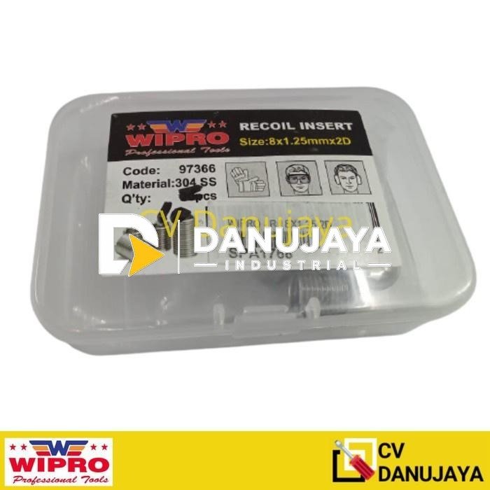 Grip Coil M 8 x 1.25 2D Tap Drat Tambah Daging Helicoil Insert Recoil Insert Thread Repair WIPRO