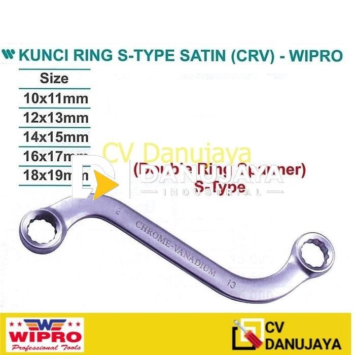 Kunci Ring S-Type Satin CRV Size 10 x 11 mm Wipro