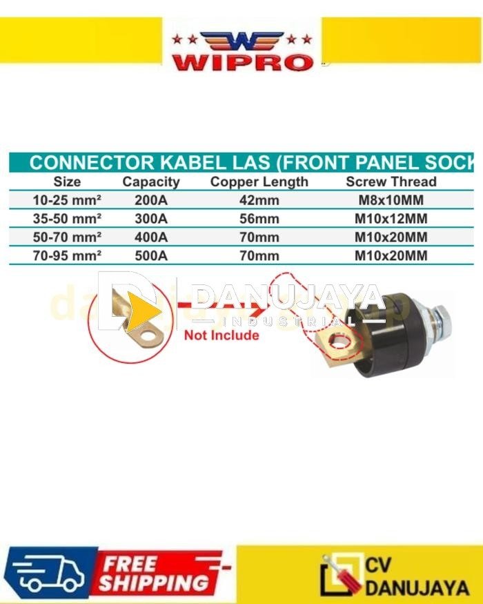 Connector Konektor Penghubung Kabel Las Front Panel Socket Soket Wipro 200A 300A 400A 500A Amphere Ampere