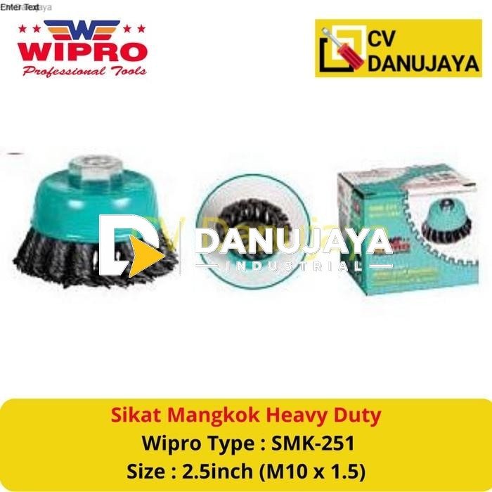 Sikat Mangkok Kawat Kepang Gosok Besi Karat Heavy 2.5" Wipro SMK251