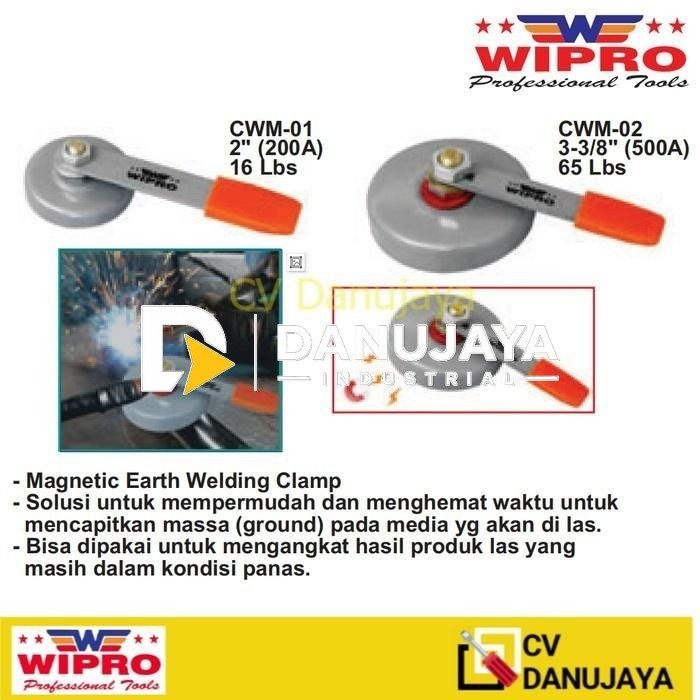 WIPRO Tang Las Massa Magnet - Magnetic Earth Welding Las Clamp 16lbs/200A CWM-01 2" Inch