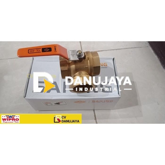 Ball Valve 3 way Kelep Klep Air Kuningan 1.5 Inch Onda Kran Keran 1 1/2" B1095 PN16 Sailing