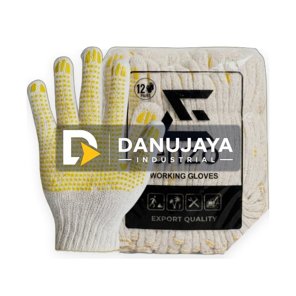 12 Pasang Sarung Tangan Bintik Anti Slip Dotting Kerja Rajut Benang 6 Tebal