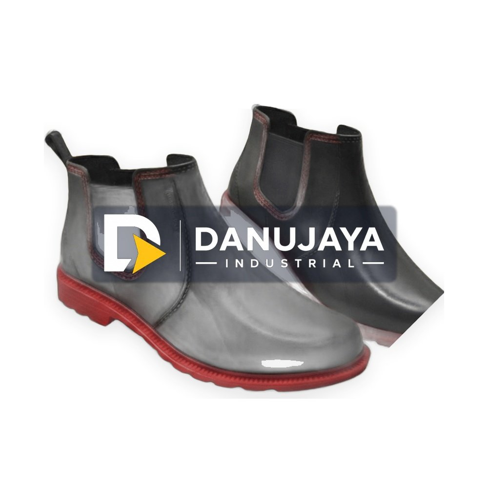 ( Garansi ) Sepatu AP Boots Hobby Work Pendek Hitam Merah, Anti Slip, Tahan Lumpur